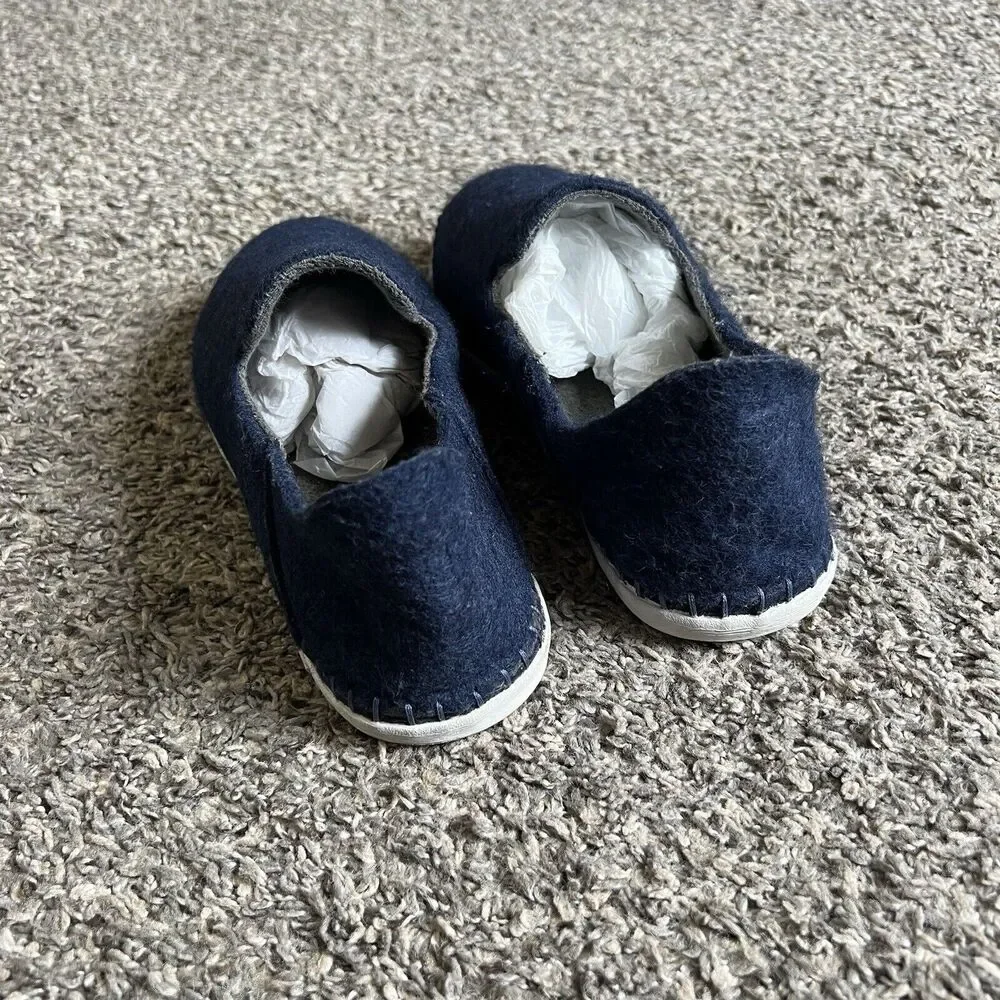 SeaVees Huckberry Stag Slipper Slip On Felted Wool Deck Shoes Blue Mens Size 8